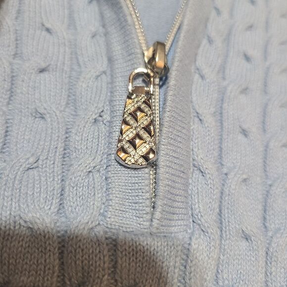 Castle of Ireland Zip front sweater. Baby blue. SZ 12 - Picture 2 of 8